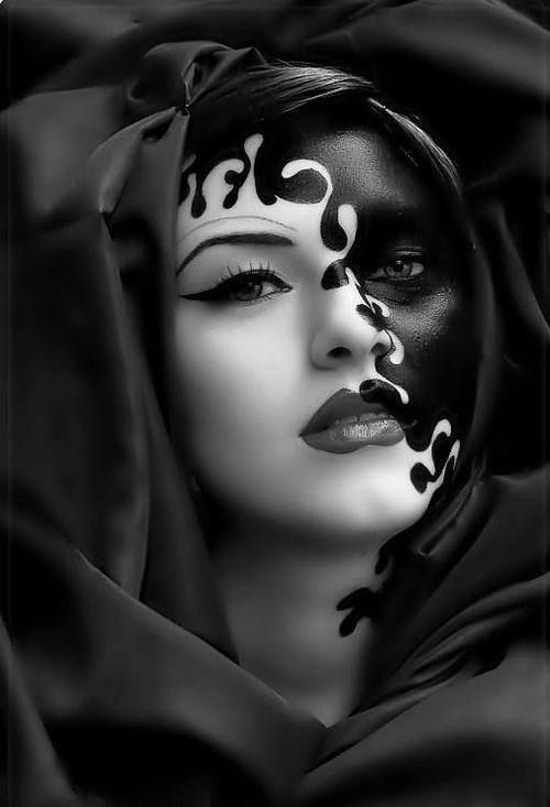 body painting black and white photography