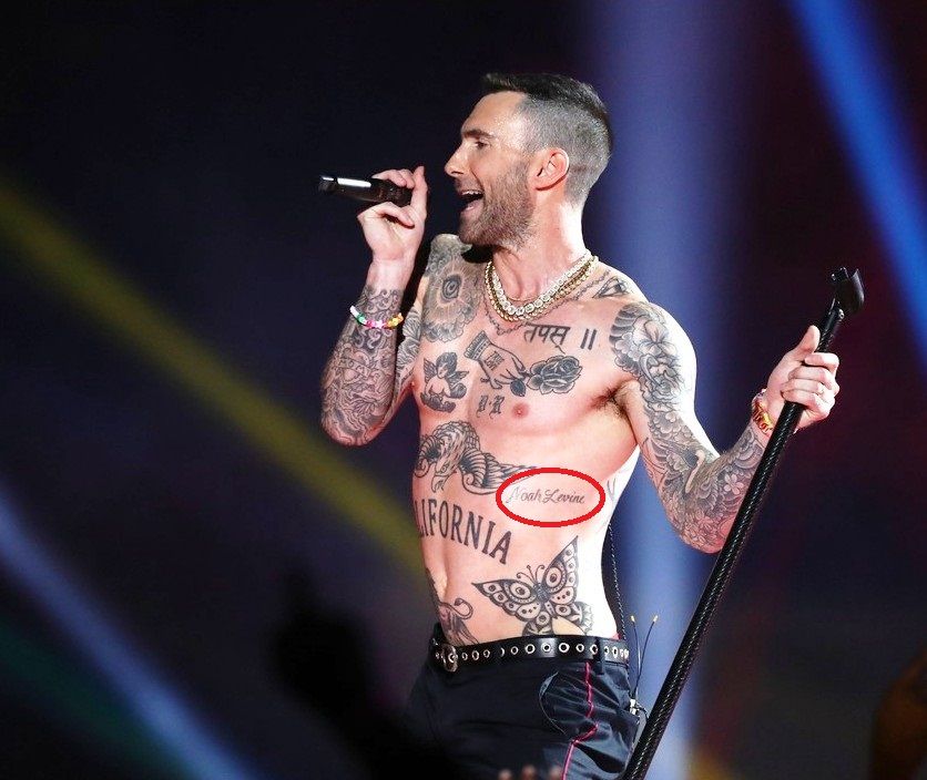 Adam Levine Middle And Surname Tattoo