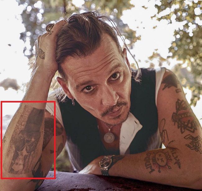 johnny depp-tatătuajul portretului bunicului