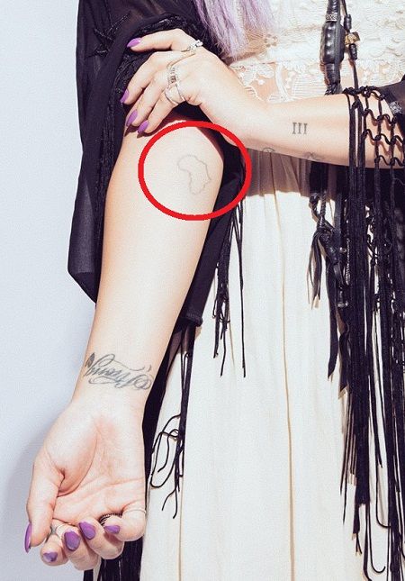 Demi Lovato - Tatuaje de contorno de África