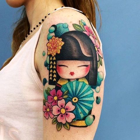 Cinese Kokeshi bambola tatuaggio