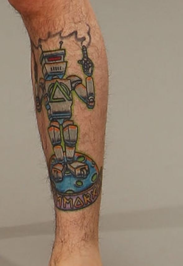 Scott left leg robot tattoo