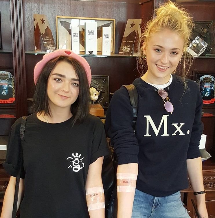 Maisie Williams and Sophie Turner after getting the same tattoo