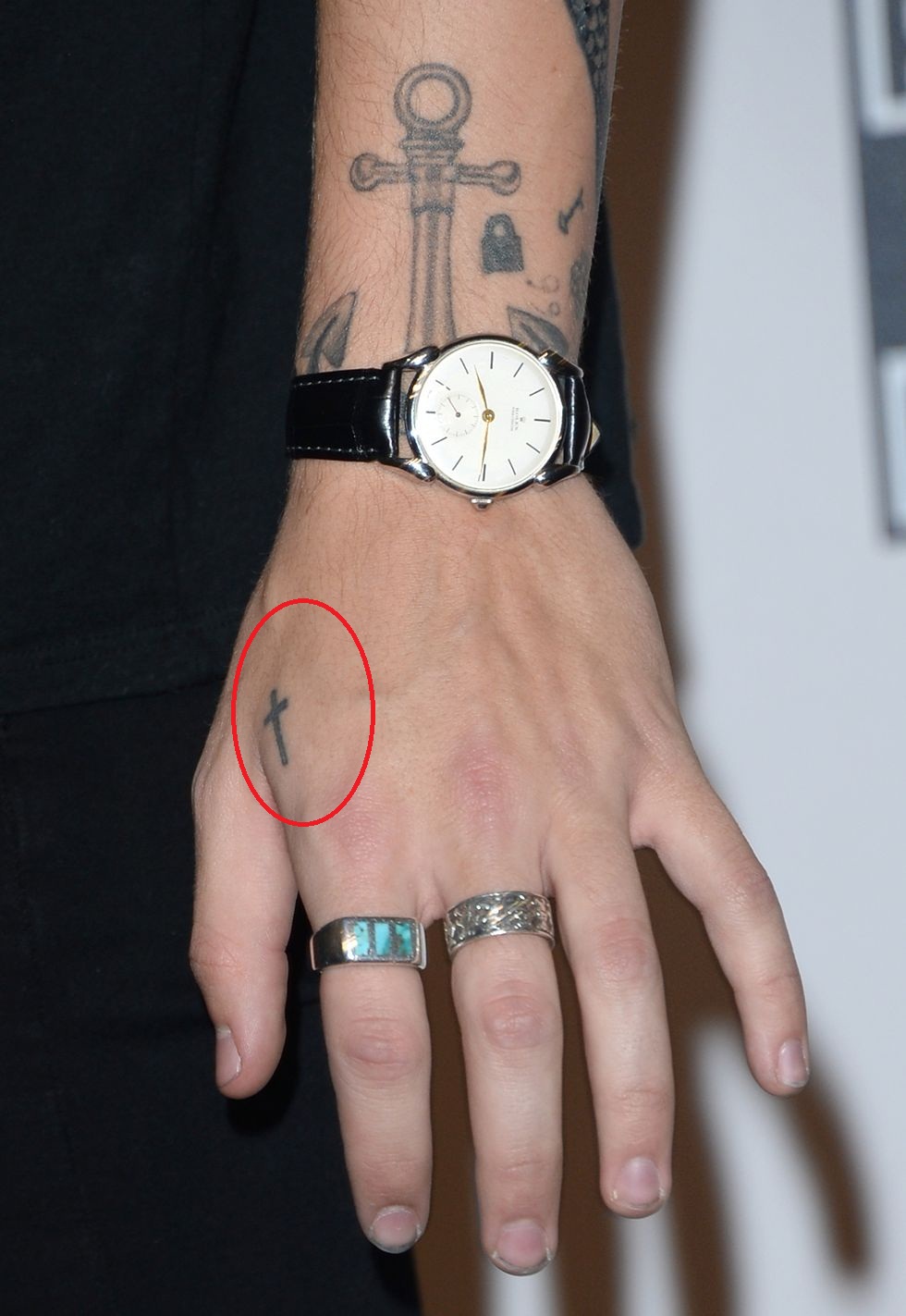 Harry Styles Hand Cross Tattoo