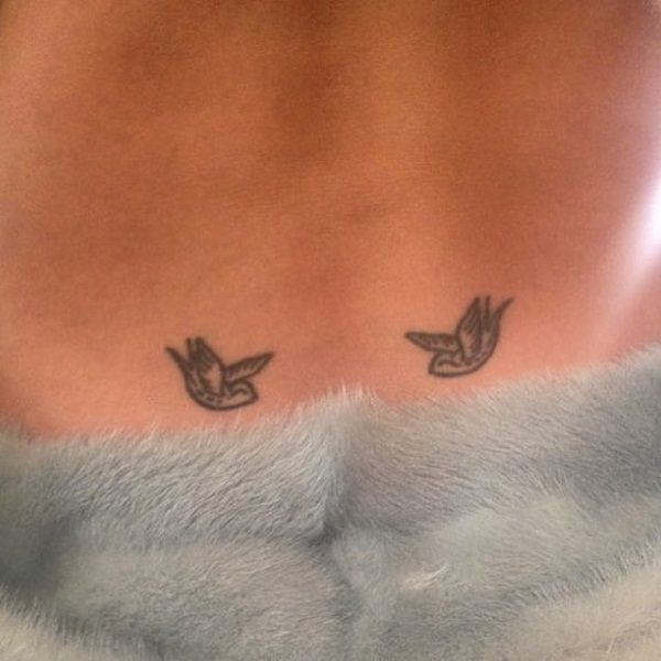 Kate Moss Pair of swallows tattoo