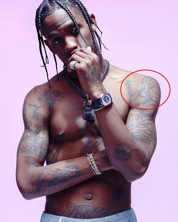 monkey with headphones-Travis scott tattoos