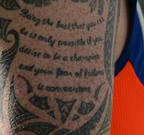 Ben Stokes Left Bicep Tattoo