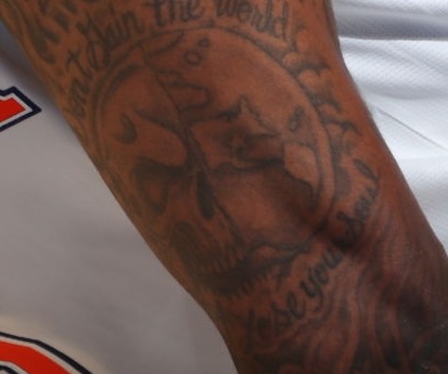 DeAndre Jordan Left Arm skull earth tattoo