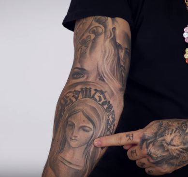 J Balvin Virgin Mary Tattoo