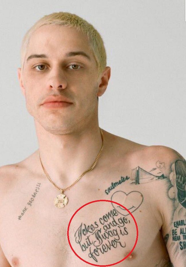 pete davidson-jokes come and go but swag is forever tattoo