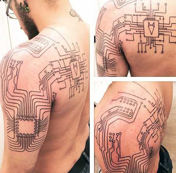 Herb Tattoo Sticker SemiPermanent Human Body Circuit Board Cyberpunk Robot  Big Picture Juice Paste Lasting  Lazada PH