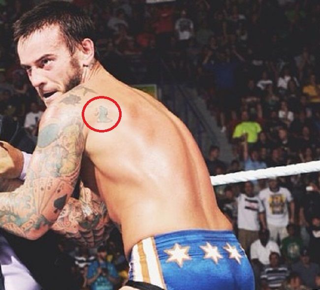 CM Punk-blue colored boot tattoo