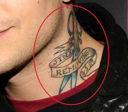 Frank Iero scissors banner tattoo