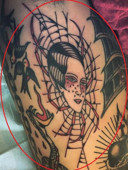 Frank Iero woman spiderweb tattoo