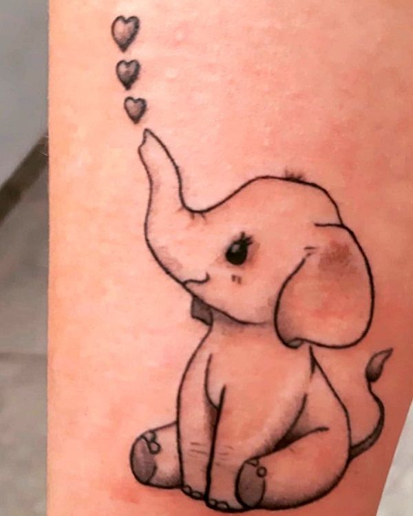 elephant with hearts-tattoo