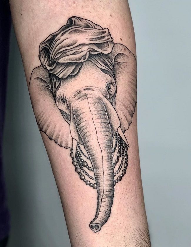 elephant with turban tattoo