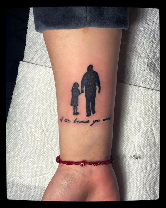 Father Daughter Silhouette Tattoo