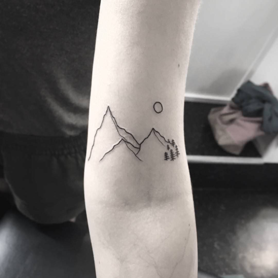 Simple Mountain Tattoo On Forearm