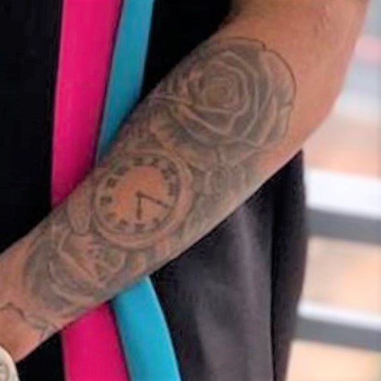 Christian Rose and Clock Tattoo