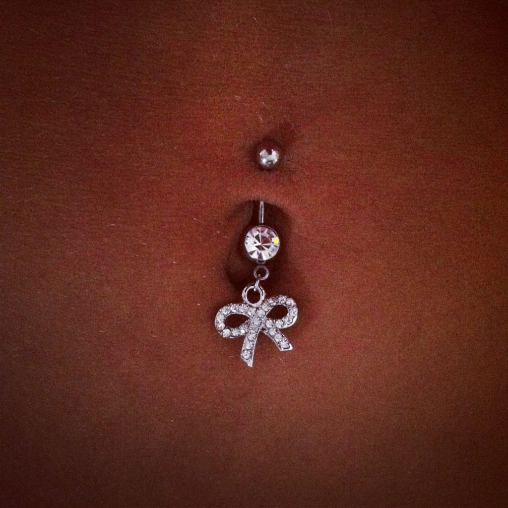 Neon Stripe Pattern Belly Ring Bar – 14g 10mm Surgical Steel Navel Piercing – 1 Piece