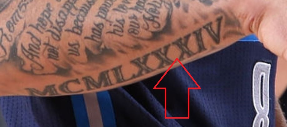 Deron roman numerals tattoo