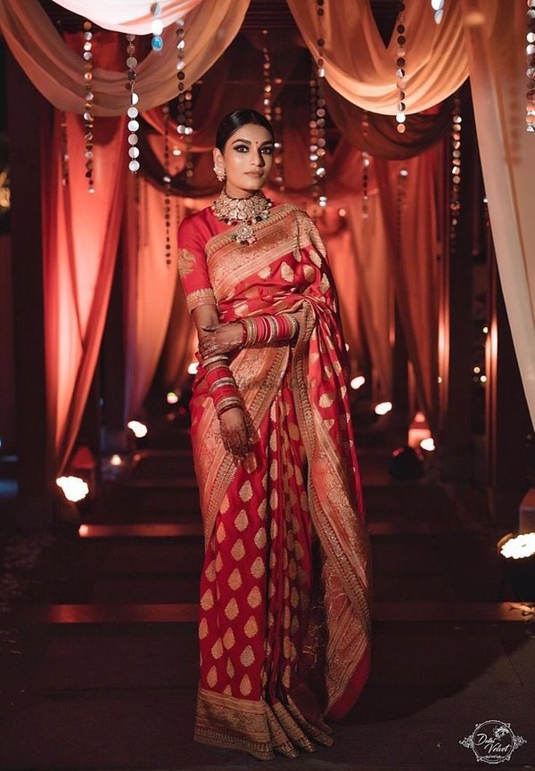 Sabyasachi red hot sale saree price