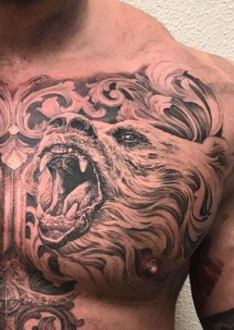 Hafpor growling bear tattoo