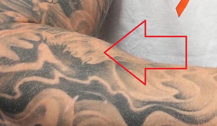 Hafpor lion on arm tattoo