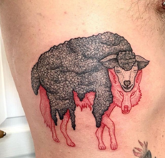 'A Sheep over Wolf' Tattoo