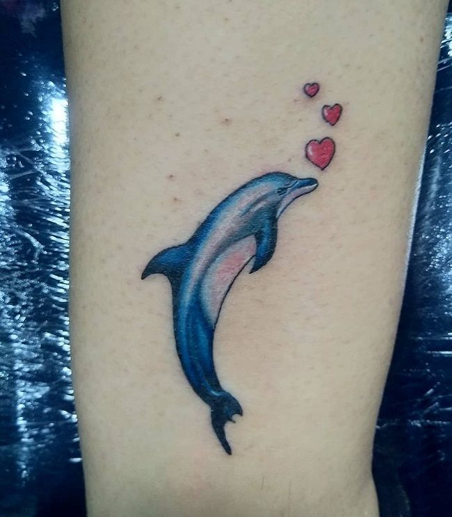 'Dolphin with Heart' Tattoo