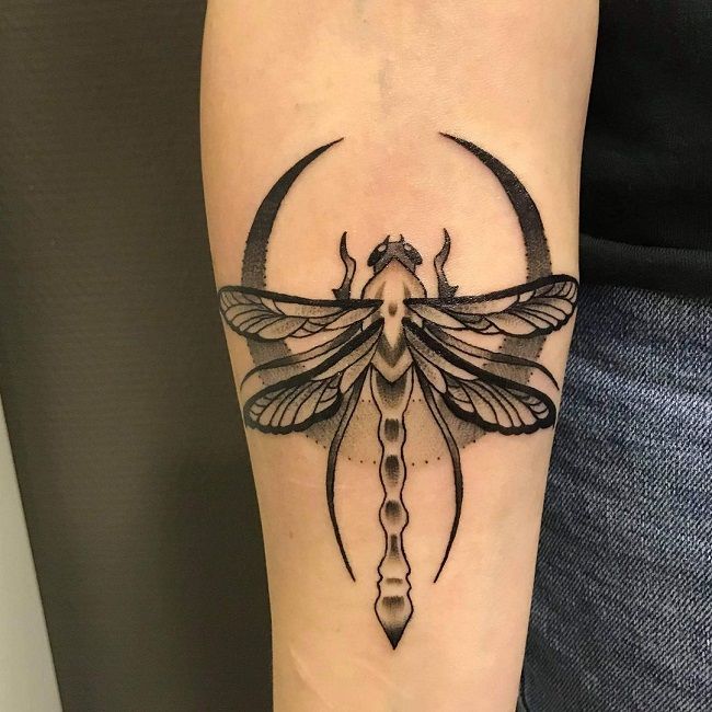 'Dragonfly with the Crescent Moon' Tattoo