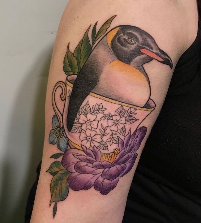 'Penguin inside a Cup' Tattoo