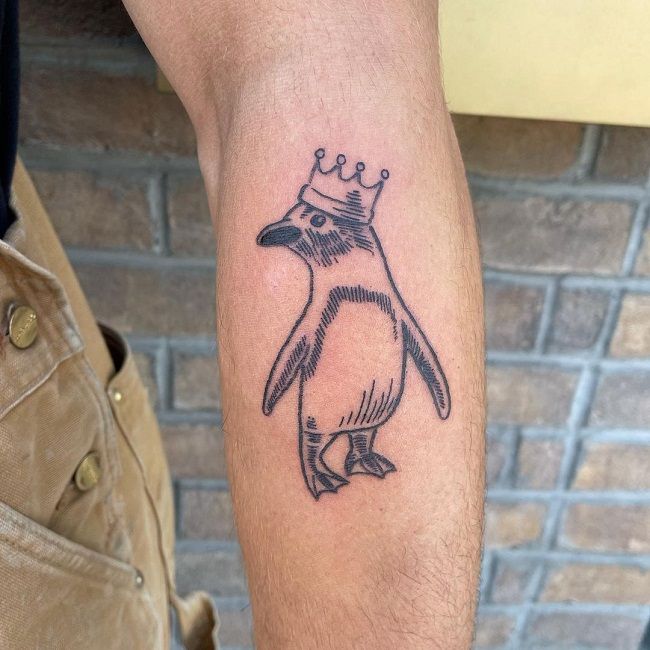'Penguin wearing a Crown' Tattoo