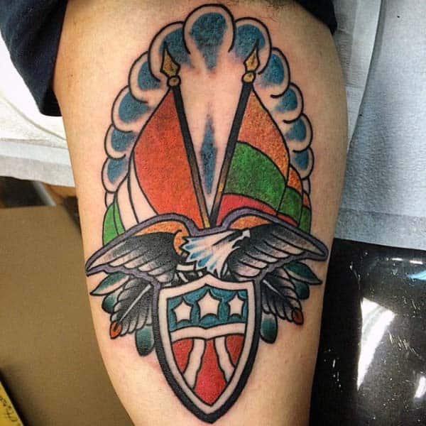 13 irish flag mens old school leg tattoo designs