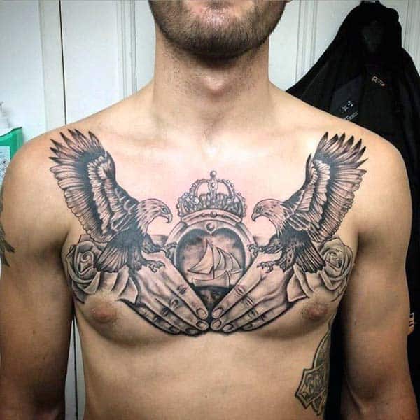 21 claddagh irish guys birds upper chest tattoos