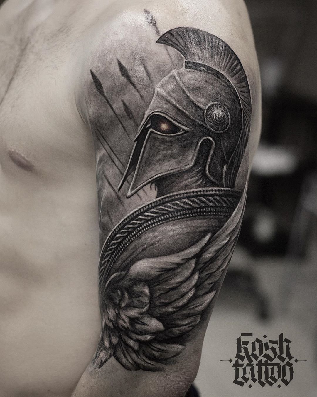 Greek Warrior Helmet Tattoo