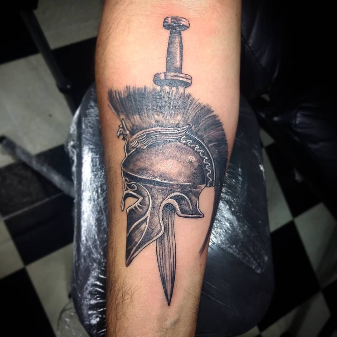 Spartan Warrior Helmet Tattoo