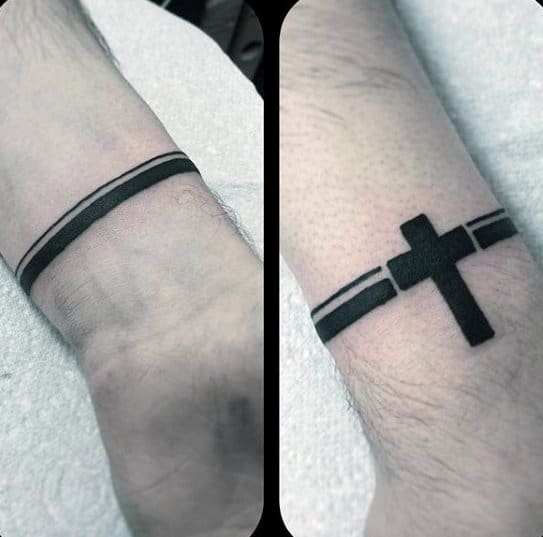 9 mens forearm band cross tattoos