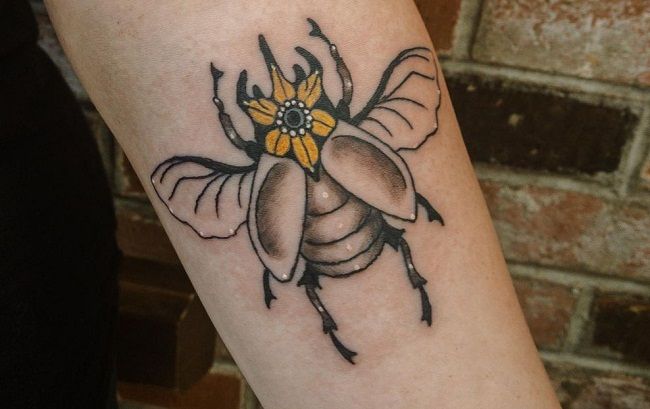 'Bettle with Flower' Tattoo