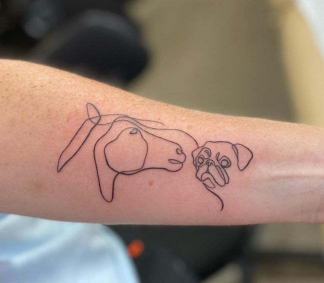 'Horse with Pug-Dog' Tattoo