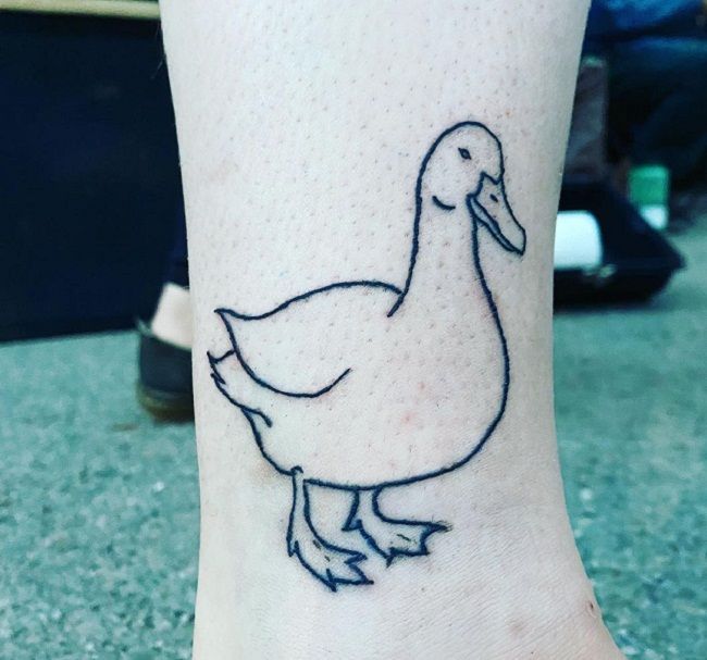 Outlined Duck Tattoo