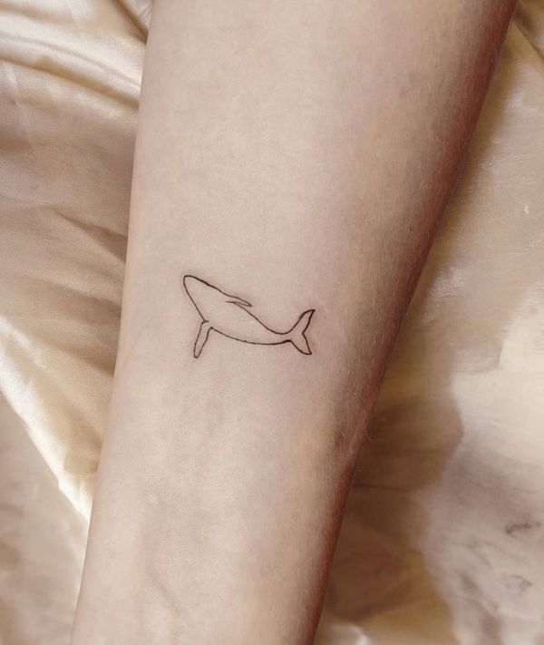 Simple Outlined Whale Tattoo