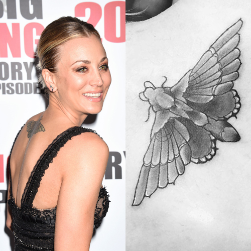 kaley cuoco moth back tattoo