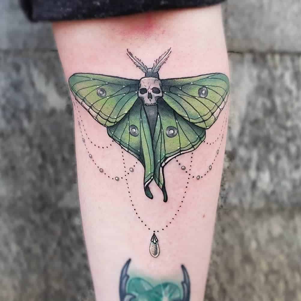 Pleasing Luna Moth Tattoo Design On Arm.