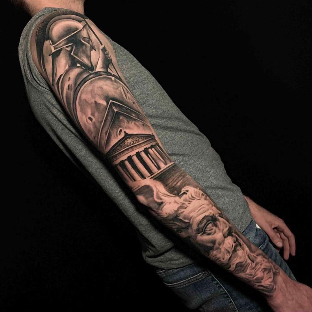 Spartan Warrior Tattoo Sleeve