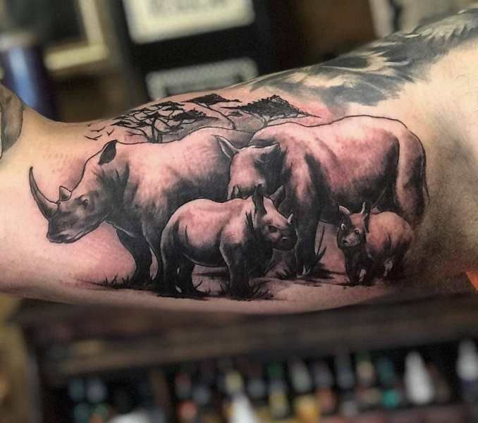 'Familly of Rhinoceros' Tattoo