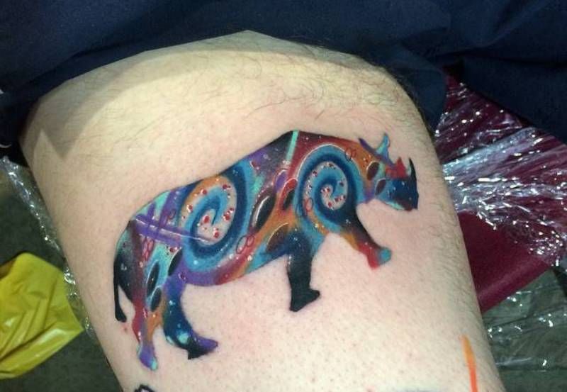 Psychedelic Rhino Tattoo