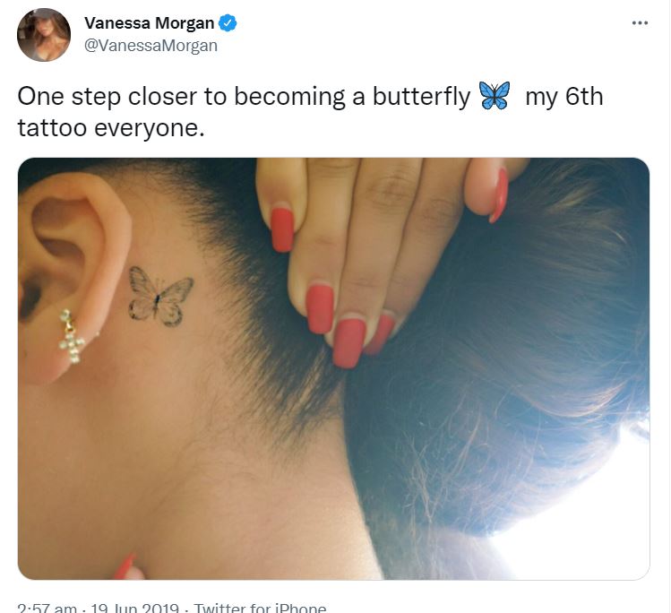 Matching heart tattoo for Vanessa Morgan and Michael