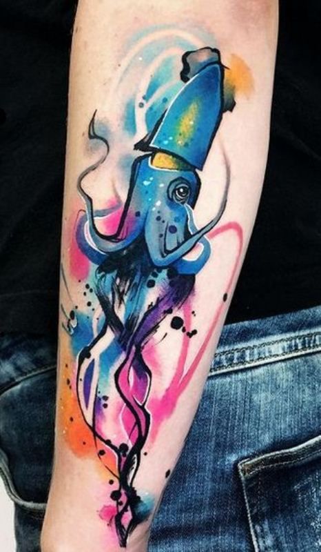 cartoon squid tattoo