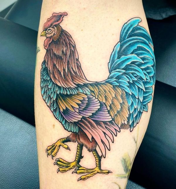 Three-Legs Rooster Tattoo